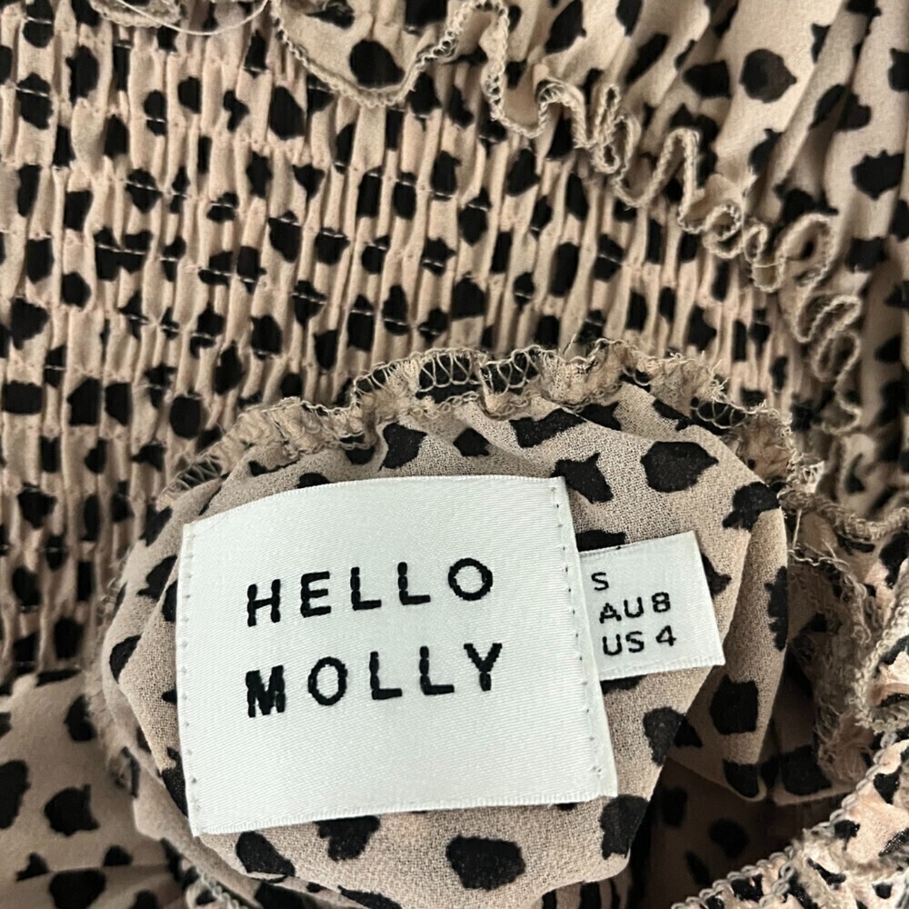 Hello Molly Don't Take It Personal Size S Smock Ruffle Tier Animal Mini Dress - Picture 14 of 17